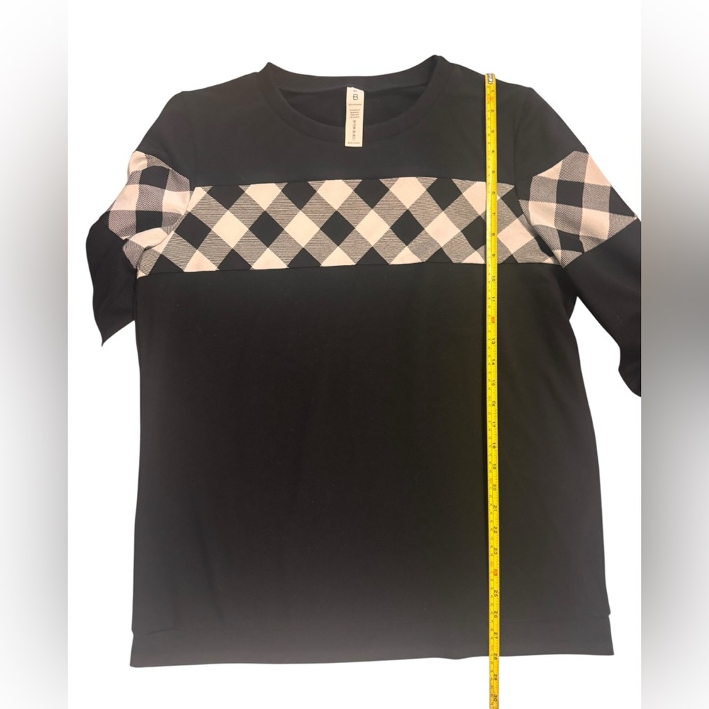 Blooming Jelly Womens Black & White Buffalo Plaid Elbow Patches Sweatshirt sz XL - Picture 12 of 13